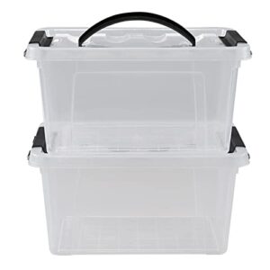 farmoon 6 quart plastic storage bin, stackable container box with lid, 2 packs