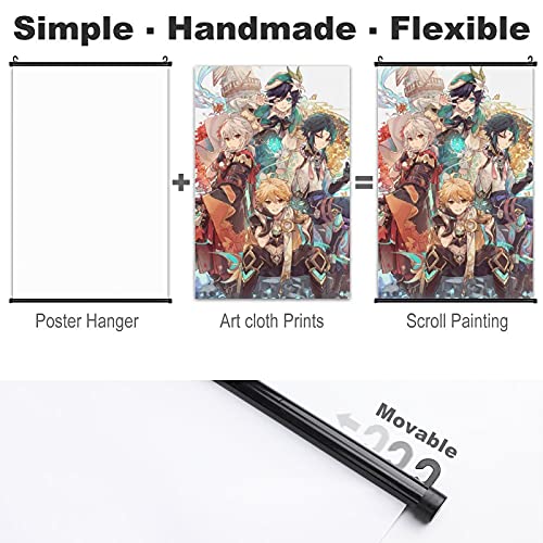 KUQi Anime Poster Kaedehara Kazuhaxiao Aether Venti Scroll Painting Japanese Poster Art Poster Interior Art Wall decors Otaku Popular Fans Gift Bedroom Living Cartoon,white,16 inx24 in