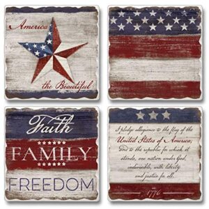 counterart americana multi-image absorbent stone tumbled tile coaster 4 pack with protective cork backing manufactured in the usa