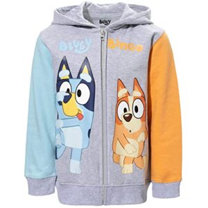 Bluey & Bingo Little Boys Fleece Zip-Up Raglan Hoodie Grey 7-8