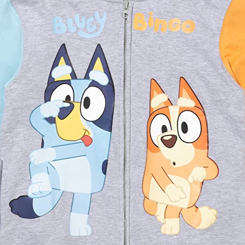 Bluey & Bingo Little Boys Fleece Zip-Up Raglan Hoodie Grey 7-8