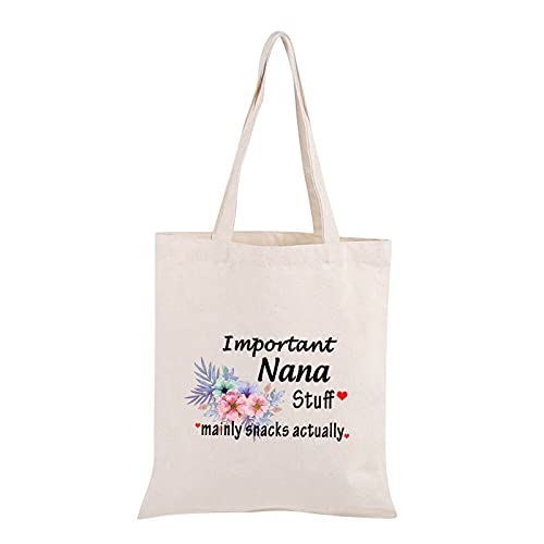 PWHAOO Nana Tote Bag Gift Important Nana Stuff Mainly Snacks Actually Tote Bag Mother's Day Gift (Nana Stuff TB)