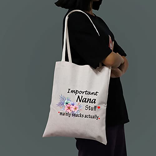 PWHAOO Nana Tote Bag Gift Important Nana Stuff Mainly Snacks Actually Tote Bag Mother's Day Gift (Nana Stuff TB)