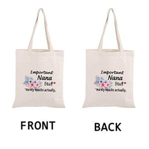 PWHAOO Nana Tote Bag Gift Important Nana Stuff Mainly Snacks Actually Tote Bag Mother's Day Gift (Nana Stuff TB)