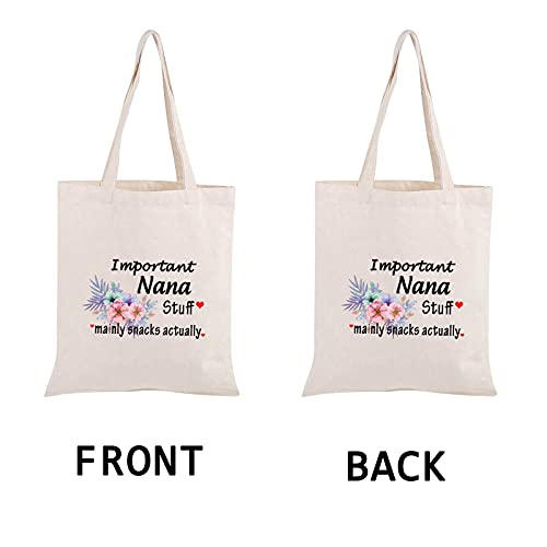 PWHAOO Nana Tote Bag Gift Important Nana Stuff Mainly Snacks Actually Tote Bag Mother's Day Gift (Nana Stuff TB)