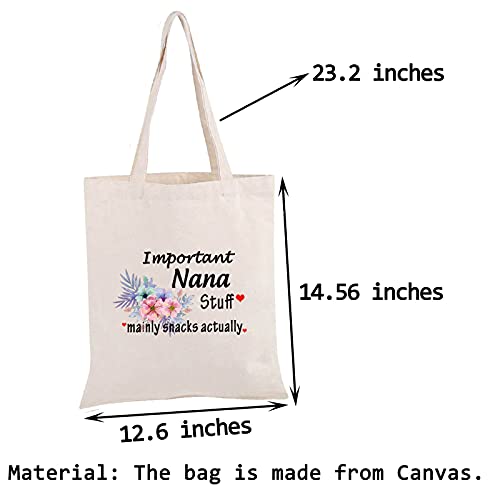 PWHAOO Nana Tote Bag Gift Important Nana Stuff Mainly Snacks Actually Tote Bag Mother's Day Gift (Nana Stuff TB)