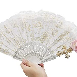 Rich Boxer Lace Handheld Fan Gorgeous European style Rose Folding Fan for Party Show Cosplay Props Photo Props