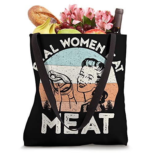 Real Women Eat Meat Funny Vintage Carnivore Tote Bag