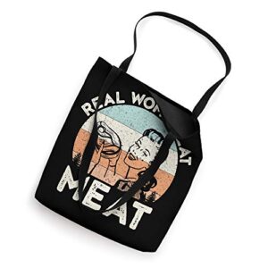 Real Women Eat Meat Funny Vintage Carnivore Tote Bag