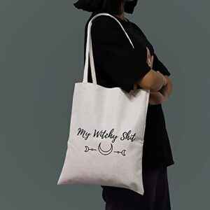 PWHAOO Funny Manifest Bag Witchy Gift My Witchy Shit Tote Bag Witchcraft Lover Gift (Witchy Shit TB)