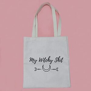 PWHAOO Funny Manifest Bag Witchy Gift My Witchy Shit Tote Bag Witchcraft Lover Gift (Witchy Shit TB)