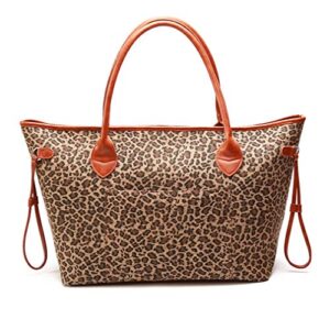 leopard tote handbag oversize women weekend beach bags market grocery & picnic tote bag with pockets zipper gifts for women (x-large, cheetah print)