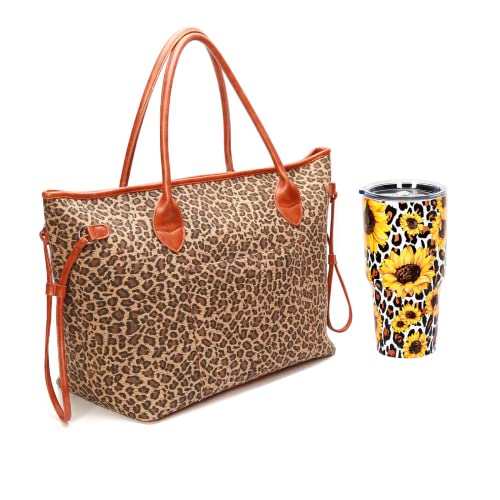 Leopard Tote Handbag Oversize Women Weekend Beach Bags Market Grocery & Picnic Tote Bag with Pockets Zipper Gifts for Women (X-Large, Cheetah Print)