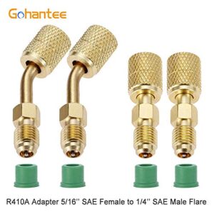 R410a Adapter for Mini Split System, Charging Vacuum Port Adapter, 5/16 Female 1/4 Male Flare, Valve Core Remover, r134a Hose Gaskets, 5V1 Valve Cores, for HVAC and Refrigeration Service