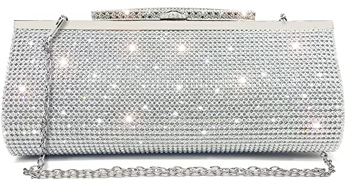 VINMEN Bling Women's Clutch Purses Bag Envelope Glitter Rhinestone Evening Handbag (silver)