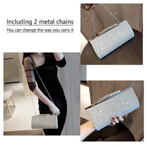 VINMEN Bling Women's Clutch Purses Bag Envelope Glitter Rhinestone Evening Handbag (silver)