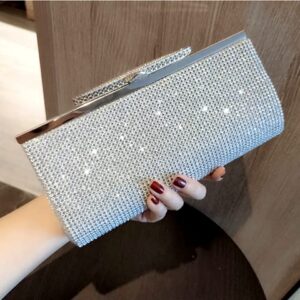 VINMEN Bling Women's Clutch Purses Bag Envelope Glitter Rhinestone Evening Handbag (silver)