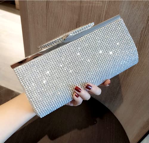 VINMEN Bling Women's Clutch Purses Bag Envelope Glitter Rhinestone Evening Handbag (silver)