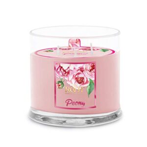 root candles scented candles la fleur collection beeswax blend handcrafted 3-wick candle, 14-ounce, peony