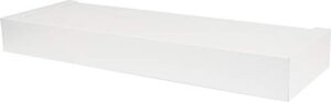 high & mighty 515651 modern 18″ floating shelf holds up to 15lbs, easy tool-free dry wall installation, flat, ecommerce packaging, white