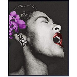 Billie Holiday Poster - African American Wall Art - Black Wall Decor - Gift for Singer, Performer, Black History - 8x10 Wall Art for Bedroom, Living Room, Jazz Music Studio - Lady Sings the Blues