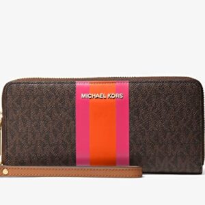 Michael Kors Large Logo Stripe Continental Wallet, Electric Pink