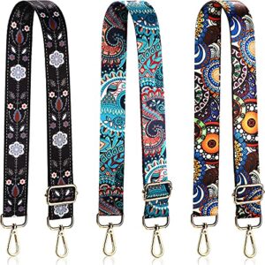 weewooday 3 pieces crossbody straps adjustable purse straps replacement handbag strap guitar style strap for women (vintage style)