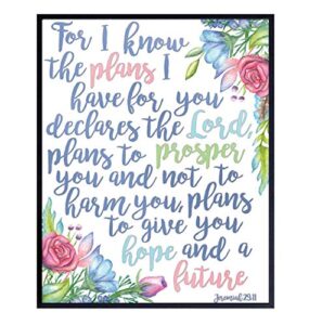 jeremiah 29 11 wall art – for i know the plans i have for you – christian inspirational wall decor – religious wall art – bible verse gifts – catholic wall decor for women – scripture wall art