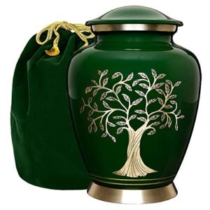 trupoint memorials cremation urns for human ashes – decorative urns, urns for human ashes female & male, urns for ashes adult female, funeral urns – dark green, large