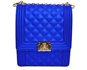 generic jelly shoulder colorful pvc purse tote matte shoulder handbag (royal blue)