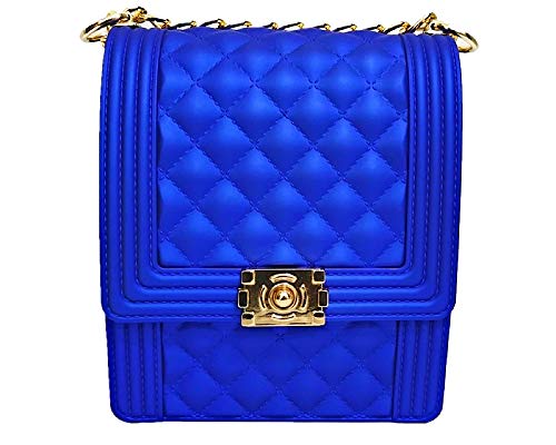 Generic Jelly shoulder colorful PVC Purse Tote Matte Shoulder handbag (Royal Blue)