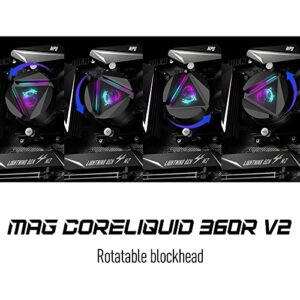 MSI MAG CoreLiquid 360R V2 - AIO ARGB CPU Liquid Cooler - Rotating Cap Design - LGA 1700 Ready - 360mm Radiator - Triple 120mm RGB PWM Fans