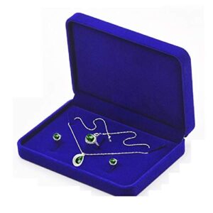 junninggor wedding jewelry sets velvet box necklace earring ring display case storage holder (blue)