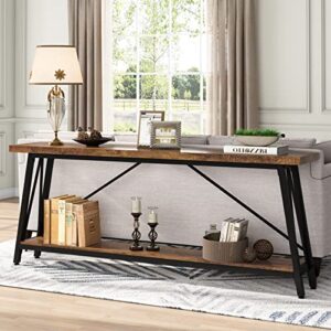 tribesigns 70.9 inches extra long sofa table behind couch, industrial entry console table for hallway, entryway & living room, dark brown