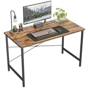 cubicubi computer desk 40″ home office laptop desk study writing table, modern simple style, brown