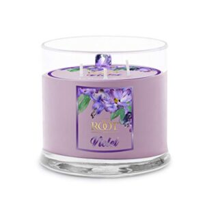 root candles scented candles la fleur collection beeswax blend handcrafted 3-wick candle, 14-ounce, violet