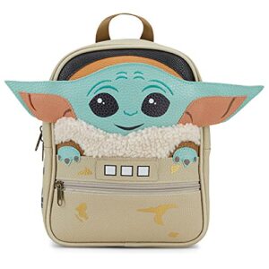 ai accessory innovations star wars mandalorian grogu “the child 10” mini backpack purse, faux leather pu with 3d features and embroidered appliques