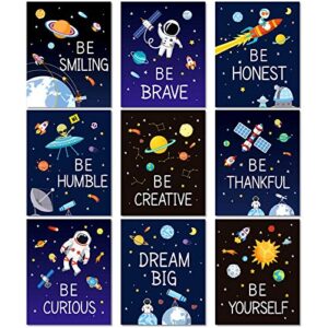 9 pieces space wall prints unframed space inspirational posters 8 x 10 inch planet motivational quote pictures for playroom bedroom classroom decor college dorm