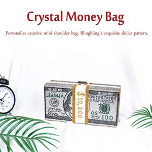 Dollars Crystal Clutch Purses Women Diamond Evening Bags Party Cocktail Rhinestone Handbags Wedding Dinner Bag