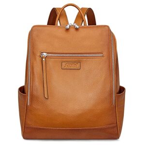 s-zone genuine leather backpack purse for women travel rucksack ladies handbag college bookbag with luggage strap