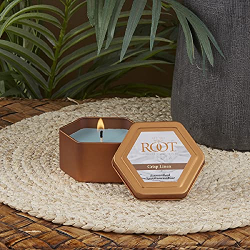 Root Candles Honeycomb Traveler Beeswax Blend Scented Candle, 4-Ounce, Crisp Linen Sky