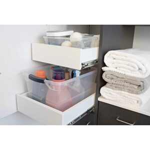 Rubbermaid Cleverstore Home Office Organization 30 Quart Latching Stackable Plastic Storage Tote Container with Lid, Clear (12 Pack)