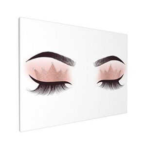 auhomea 16inch x 12inch crown eye lashes & eyebrow wall art canvas paintings printed on wall ready to hang unframed artwork for living room decor
