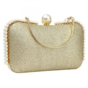 Women Sequin Evening Clutch Purses Pearls Clutch Bag Wedding Bridal Prom Purse Shoulder Handbag for Ladies (Black)