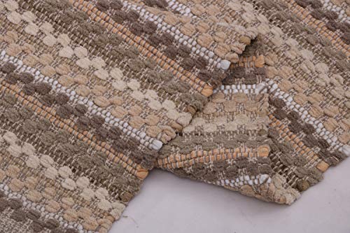 WOVEN ST. Polyester Cotton Area Rug | Carpets Suitable for Bedroom, Dining Room, Home Décor | Luxurious Handcrafted Traditional Rug | Recycled Cotton | Modern Indoor Rugs | 27’’ x 45’’ | Beige