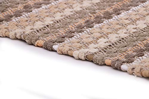 WOVEN ST. Polyester Cotton Area Rug | Carpets Suitable for Bedroom, Dining Room, Home Décor | Luxurious Handcrafted Traditional Rug | Recycled Cotton | Modern Indoor Rugs | 27’’ x 45’’ | Beige