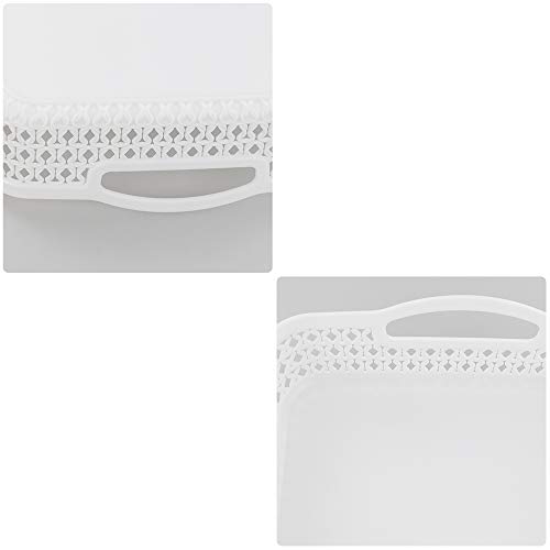 Sandmovie Plastic Woven Storage Basket Tray with Handles, White, 6 Packs