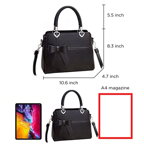 Girls Bowknot Handbag Purse Cute Leather Shoulder Bag for Women Top-handle Totes Satchel