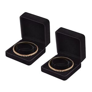 2 pieces velvet bracelet boxes for jewelry gift, classic jewelry box storage case organizer holder for wedding, engagement, proposal, birthday and anniversary (black)