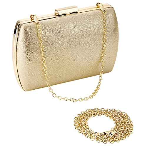 BENCOMOM Women's Gold Clutch,Gold Evening Clutch Purses For Women Evening Gold Clutch Bags Shoulder Crossbody Handbags Bridal Prom Wedding Party gold Purse With Detachable Chain